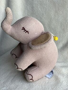 Les Petits Rosalie Musical Knit Elephant Egmont Toys Taupe Stuffed Animal READ